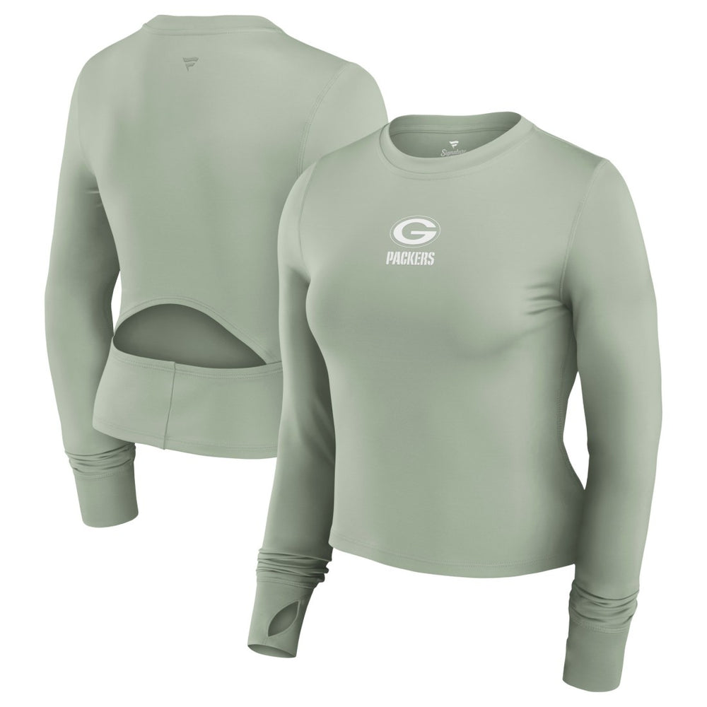 Green Bay Packers Fanatics Women's Studio Fitted Long Sleeve Gym Top