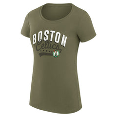 Boston Celtics G-III 4Her by Carl Banks Women's Super-Slim Fit Lightweight Filigree Logo T-Shirt - Olive outlet On Sale