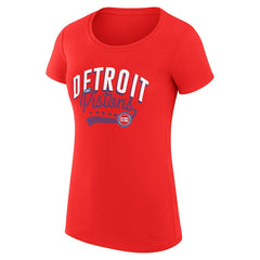 Detroit Pistons G-III 4Her by Carl Banks Women's Super-Slim Fit Lightweight Filigree Logo T-Shirt - Red for sale For Sale