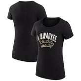 Milwaukee Bucks G-III 4Her by Carl Banks Women's Super-Slim Fit Lightweight Filigree Logo T-Shirt - Black on sale Discount
