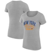 New York Knicks G-III 4Her by Carl Banks Women's Super-Slim Fit Lightweight Filigree Logo T-Shirt - Heather Gray outlet Discount