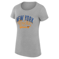New York Knicks G-III 4Her by Carl Banks Women's Super-Slim Fit Lightweight Filigree Logo T-Shirt - Heather Gray outlet Discount