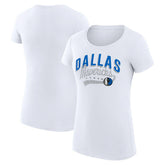 Dallas Mavericks G-III 4Her by Carl Banks Women's Super-Slim Fit Lightweight Filigree Logo T-Shirt - White on sale For Sale