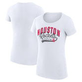 Houston Rockets G-III 4Her by Carl Banks Women's Super-Slim Fit Lightweight Filigree Logo T-Shirt - White for sale On Sale