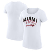 Miami Heat G-III 4Her by Carl Banks Women's Super-Slim Fit Lightweight Filigree Logo T-Shirt - White shop Discount