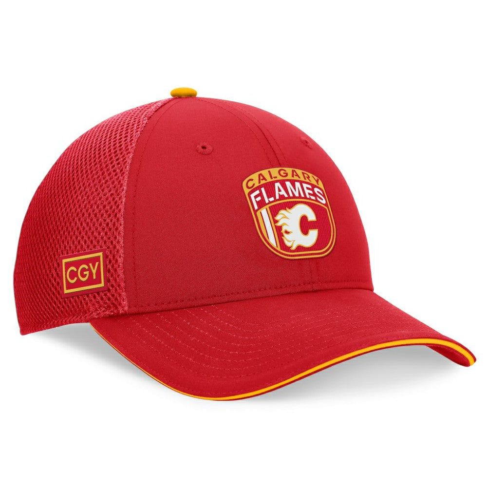 Calgary Flames Fanatics 2024 NHL Draft On Stage Trucker Adjustable Hat Discount