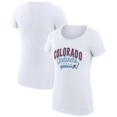 Colorado Avalanche G-III 4Her by Carl Banks Women's Super-Slim Fit Lightweight Filigree Logo T-Shirt – White Outlet
