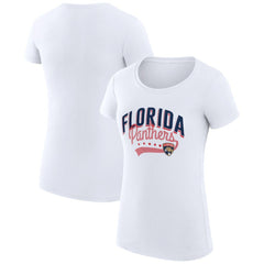 Florida Panthers G-III 4Her by Carl Banks Women's Super-Slim Fit Lightweight Filigree Logo T-Shirt – White For Sale