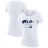 Tampa Bay Lightning G-III 4Her by Carl Banks Women's Super-Slim Fit Lightweight Filigree Logo T-Shirt – White On Sale