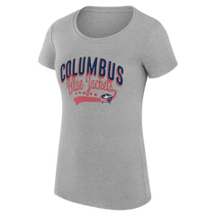 Columbus Blue Jackets G-III 4Her by Carl Banks Women's Super-Slim Fit Lightweight Filigree Logo T-Shirt – Gray Sale