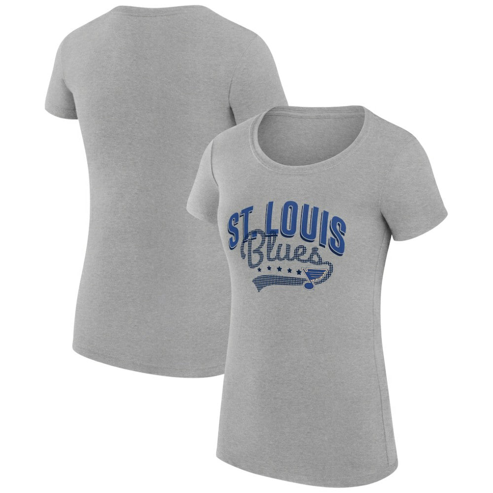 St. Louis Blues G-III 4Her by Carl Banks Women's Super-Slim Fit Lightweight Filigree Logo T-Shirt – Gray On Sale