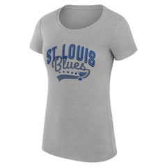 St. Louis Blues G-III 4Her by Carl Banks Women's Super-Slim Fit Lightweight Filigree Logo T-Shirt – Gray On Sale