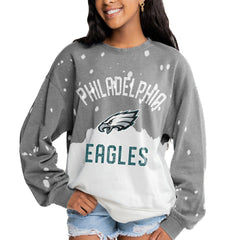Philadelphia Eagles Gameday Couture Women's Oversized Coin Toss Faded French Terry Tri-Blend Pullover Sweatshirt