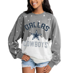 Dallas Cowboys Gameday Couture Women's Oversized Coin Toss Faded French Terry Tri-Blend Pullover Sweatshirt