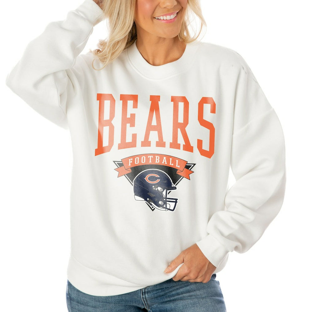 Chicago Bears Gameday Couture Women's Oversized Yard Line Tri-Blend Pullover Sweatshirt