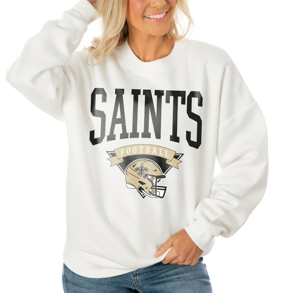 New Orleans Saints Gameday Couture Women's Oversized Yard Line Tri-Blend Pullover Sweatshirt