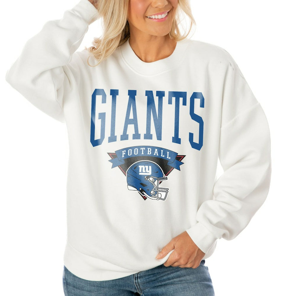 New York Giants Gameday Couture Women's Oversized Yard Line Tri-Blend Pullover Sweatshirt