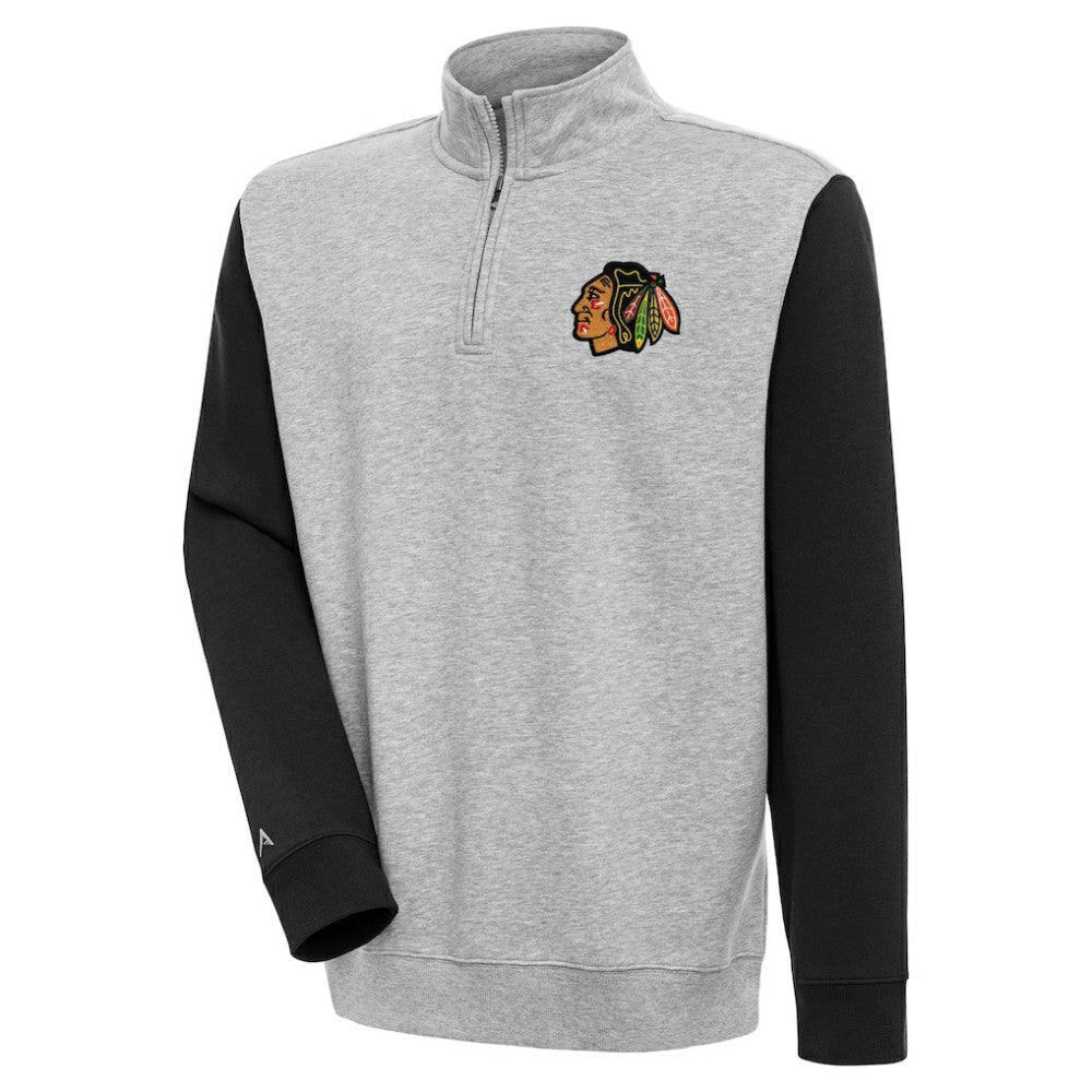 Chicago Blackhawks Antigua Victory Colorblock Quarter-Zip Pullover Top Discount