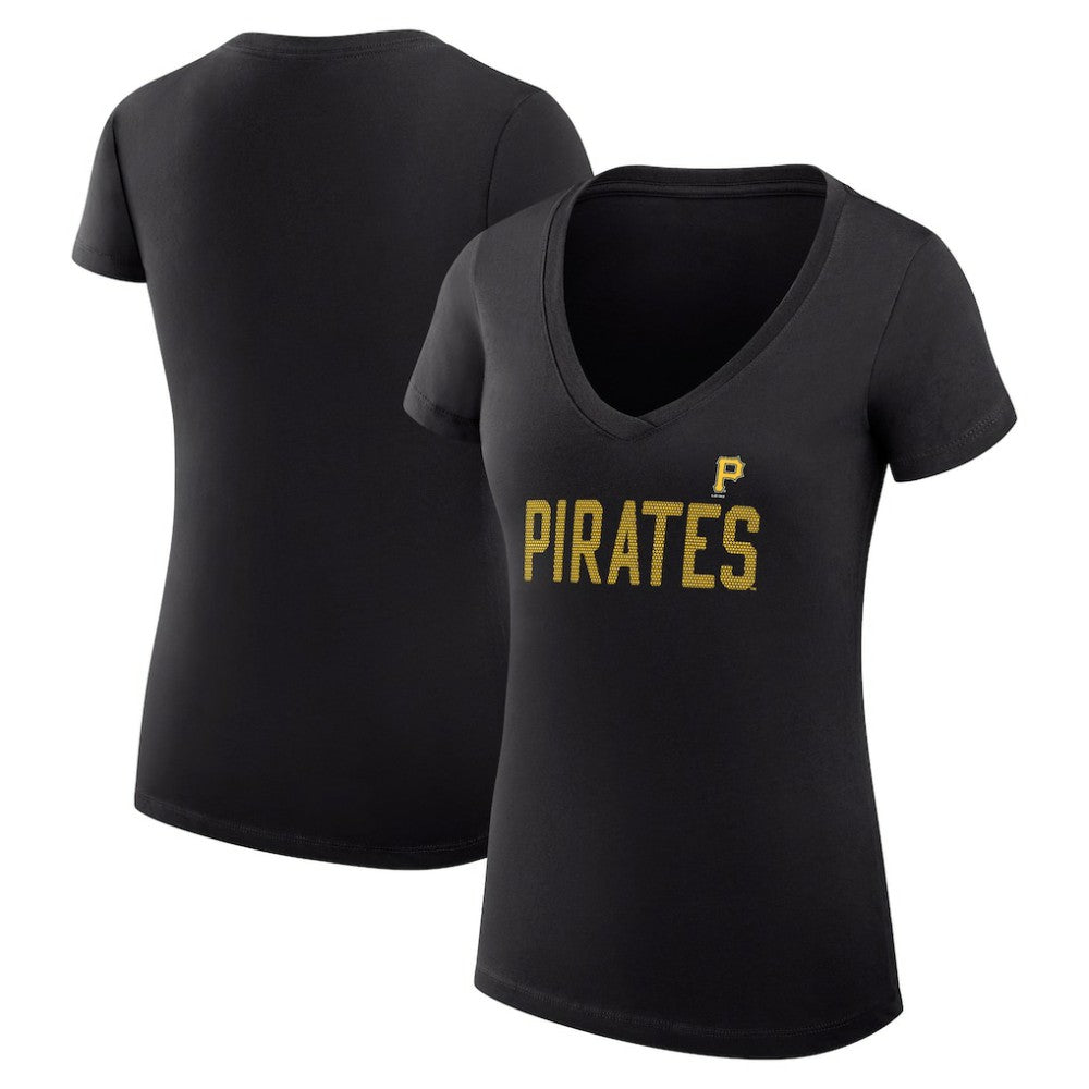 Pittsburgh Pirates G-III 4Her by Carl Banks Women's Super-Slim Fit Lightweight Dot Print V-Neck T-Shirt | MLB On Sale