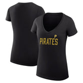 Pittsburgh Pirates G-III 4Her by Carl Banks Women's Super-Slim Fit Lightweight Dot Print V-Neck T-Shirt | MLB On Sale