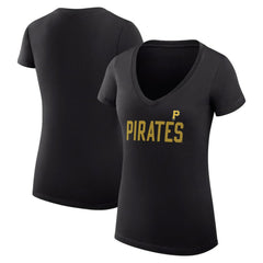 Pittsburgh Pirates G-III 4Her by Carl Banks Women's Super-Slim Fit Lightweight Dot Print V-Neck T-Shirt | MLB On Sale
