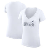 Atlanta Braves G-III 4Her by Carl Banks Women's Super-Slim Fit Lightweight Dot Print V-Neck T-Shirt | MLB New