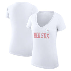 Boston Red Sox G-III 4Her by Carl Banks Women's Super-Slim Fit Lightweight Dot Print V-Neck T-Shirt | MLB On Sale