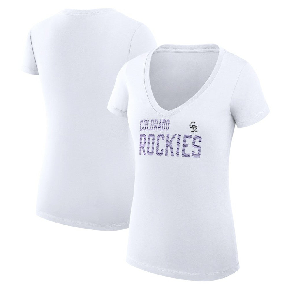 Colorado Rockies G-III 4Her by Carl Banks Women's Super-Slim Fit Lightweight Dot Print V-Neck T-Shirt | MLB Sale