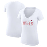 Los Angeles Angels G-III 4Her by Carl Banks Women's Super-Slim Fit Lightweight Dot Print V-Neck T-Shirt | MLB Near me
