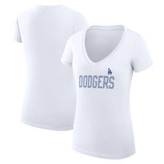 Los Angeles Dodgers G-III 4Her by Carl Banks Women's Super-Slim Fit Lightweight Dot Print V-Neck T-Shirt | MLB Shop