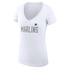 Miami Marlins G-III 4Her by Carl Banks Women's Super-Slim Fit Lightweight Dot Print V-Neck T-Shirt | MLB New