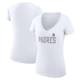 San Diego Padres G-III 4Her by Carl Banks Women's Super-Slim Fit Lightweight Dot Print V-Neck T-Shirt | MLB For sale