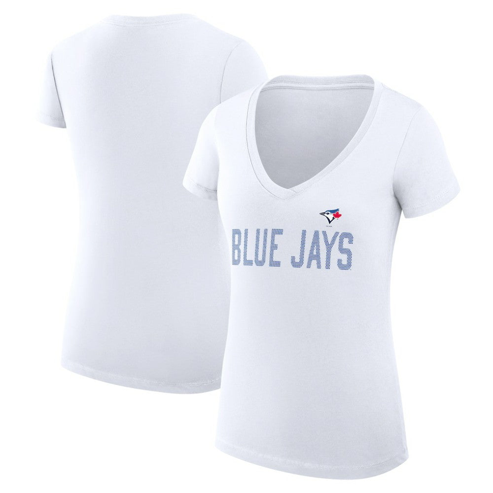 Toronto Blue Jays G-III 4Her by Carl Banks Women's Super-Slim Fit Lightweight Dot Print V-Neck T-Shirt | MLB Online
