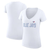 Toronto Blue Jays G-III 4Her by Carl Banks Women's Super-Slim Fit Lightweight Dot Print V-Neck T-Shirt | MLB Online