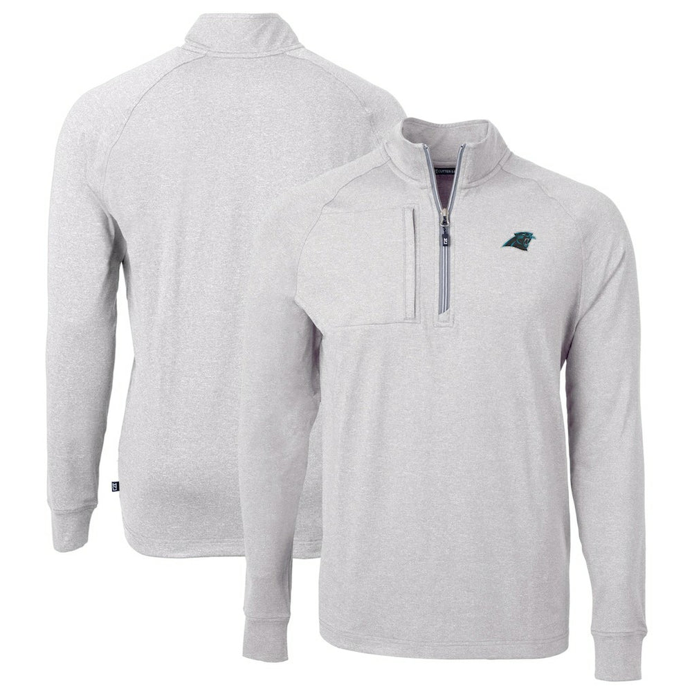 Carolina Panthers Cutter & Buck Big & Tall Adapt Eco Knit Quarter-Zip Pullover Top