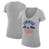 Edmonton Oilers G-III 4Her by Carl Banks Women's Super-Slim Fit Lightweight City Graphic V-Neck T-Shirt For Sale