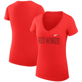 Detroit Red Wings G-III 4Her by Carl Banks Women's Super-Slim Fit Lightweight Dot Print Team V-Neck T-Shirt Sale