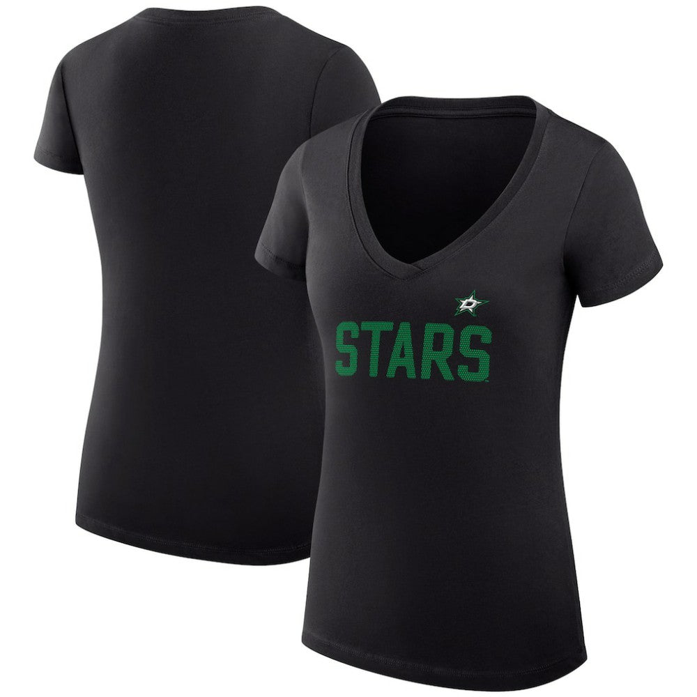 Dallas Stars G-III 4Her by Carl Banks Women's Super-Slim Fit Lightweight Dot Print Team V-Neck T-Shirt Sale