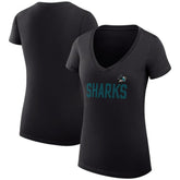 San Jose Sharks G-III 4Her by Carl Banks Women's Super-Slim Fit Lightweight Dot Print Team V-Neck T-Shirt Sale