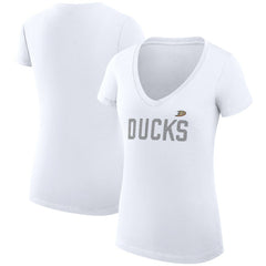 Anaheim Ducks G-III 4Her by Carl Banks Women's Super-Slim Fit Lightweight Dot Print Team V-Neck T-Shirt Outlet