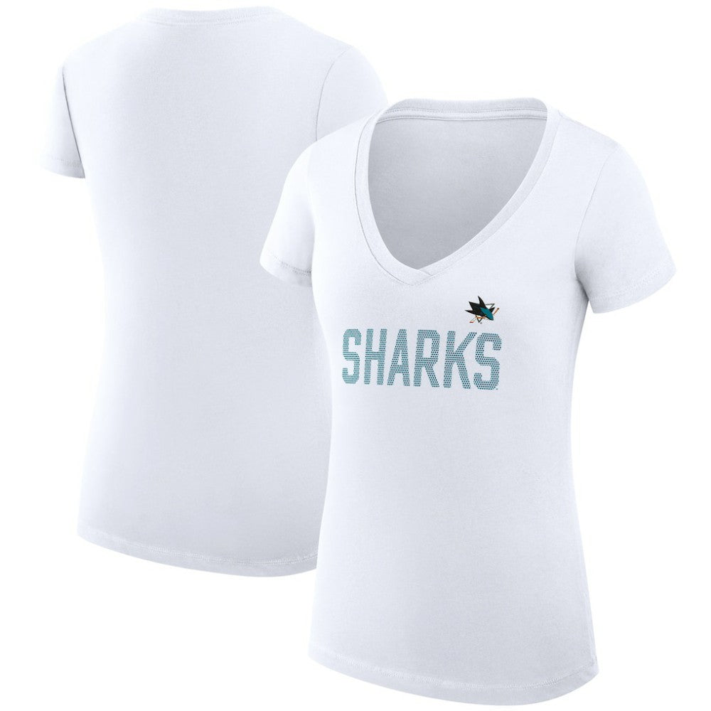 San Jose Sharks G-III 4Her by Carl Banks Women's Super-Slim Fit Lightweight Dot Print Team V-Neck T-Shirt Discount