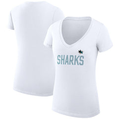 San Jose Sharks G-III 4Her by Carl Banks Women's Super-Slim Fit Lightweight Dot Print Team V-Neck T-Shirt Discount