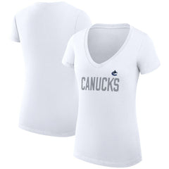 Vancouver Canucks G-III 4Her by Carl Banks Women's Super-Slim Fit Lightweight Dot Print Team V-Neck T-Shirt Outlet