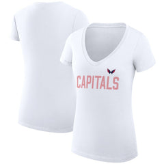 Washington Capitals G-III 4Her by Carl Banks Women's Super-Slim Fit Lightweight Dot Print Team V-Neck T-Shirt Outlet