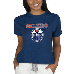 Edmonton Oilers Concepts Sport Women's Tri-Blend Mainstream Terry Short Sleeve Sweatshirt Top On Sale