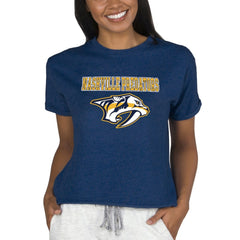 Nashville Predators Concepts Sport Women's Tri-Blend Mainstream Terry Short Sleeve Sweatshirt Top For Sale