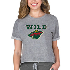 Minnesota Wild Concepts Sport Women's Tri-Blend Mainstream Terry Short Sleeve Sweatshirt Top For Sale