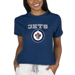 Winnipeg Jets Concepts Sport Women's Tri-Blend Mainstream Terry Short Sleeve Sweatshirt Top Outlet