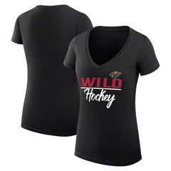 Minnesota Wild G-III 4Her by Carl Banks Women's Super-Slim Fit Lightweight Graphic V-Neck T-Shirt Outlet