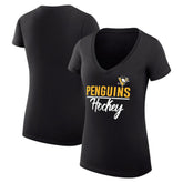 Pittsburgh Penguins G-III 4Her by Carl Banks Women's Super-Slim Fit Lightweight Graphic V-Neck T-Shirt Discount